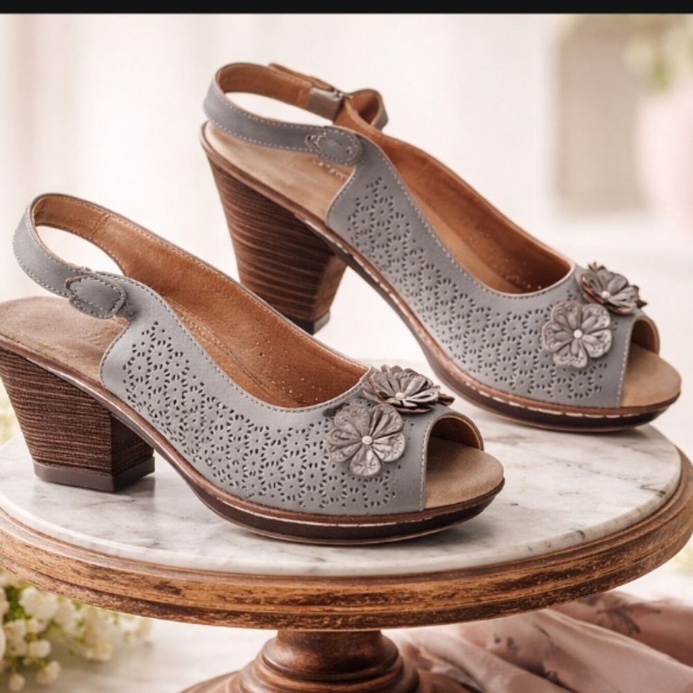 Chic Gray Floral Sandals By Patrizia By Spring Step Size 41 9.5-10 Never Worn